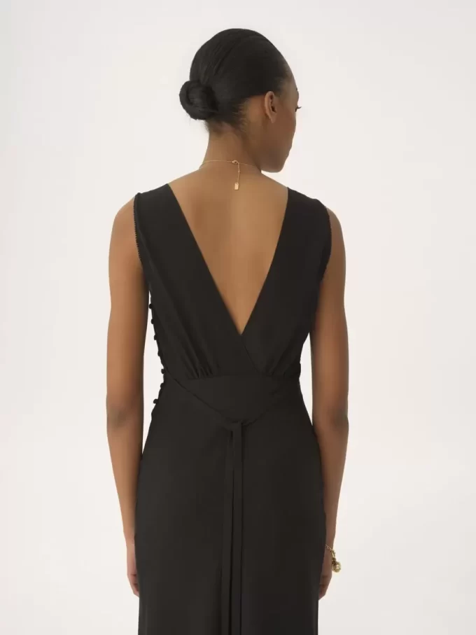 Ärmelloses Säulenkleid aus Seidenjacquard und Spitze Ärmelloses Säulenkleid aus Seidenjacquard und Spitze