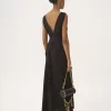 Ärmelloses Säulenkleid aus Seidenjacquard und Spitze Ärmelloses Säulenkleid aus Seidenjacquard und Spitze