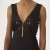 Ärmelloses Säulenkleid aus Seidenjacquard und Spitze Ärmelloses Säulenkleid aus Seidenjacquard und Spitze