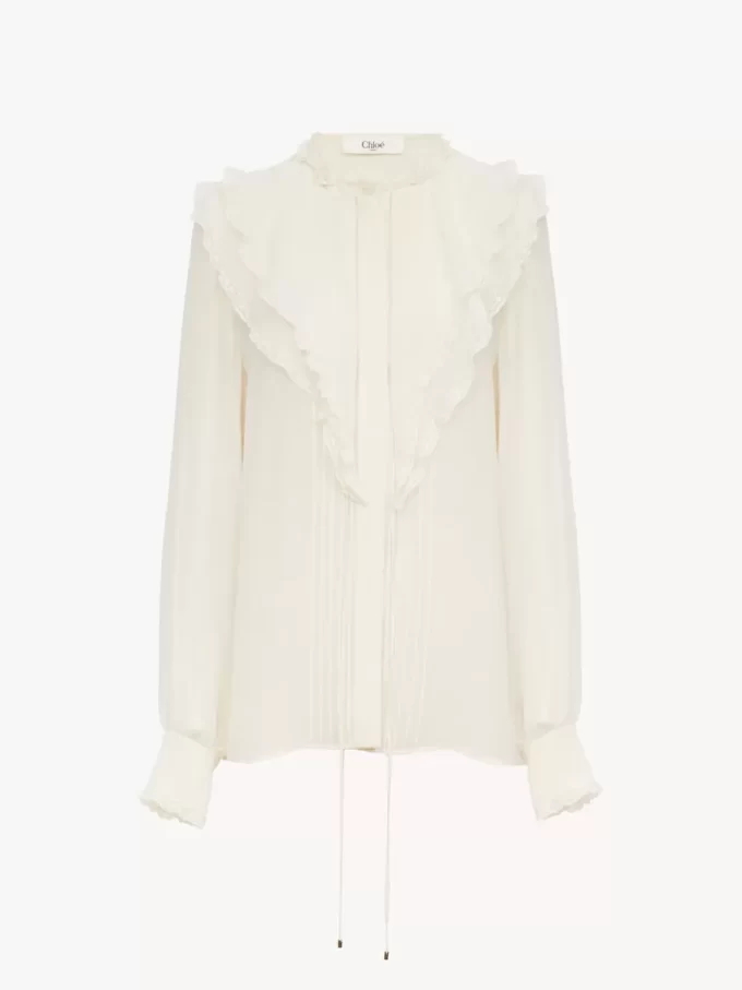 Rüschenbluse aus Seidengeorgette Rüschenbluse aus Seidengeorgette
