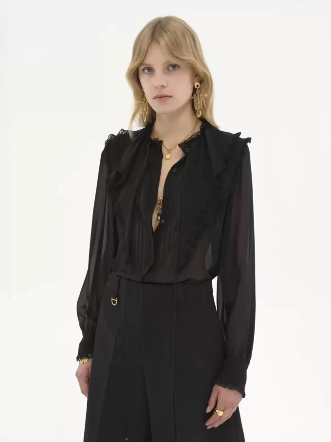 Rüschenbluse aus Seidengeorgette Rüschenbluse aus Seidengeorgette
