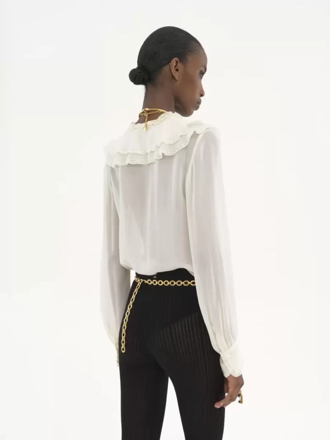 Rüschenbluse aus Seidengeorgette Rüschenbluse aus Seidengeorgette
