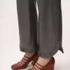 Schlaghose mit Rüschen aus Leder Schlaghose mit Rüschen aus Leder