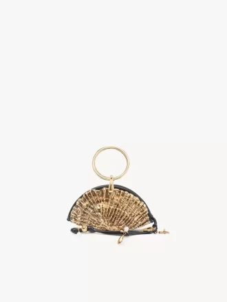 Sea Treasures Shell Clutch mit Reißverschluss aus weichem Leder und Metall