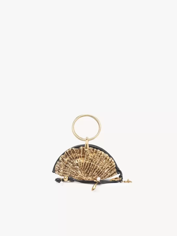 Sea Treasures Shell Clutch mit Reißverschluss aus weichem Leder und Metall Sea Treasures Shell Clutch mit Reißverschluss aus weichem Leder und Metall
