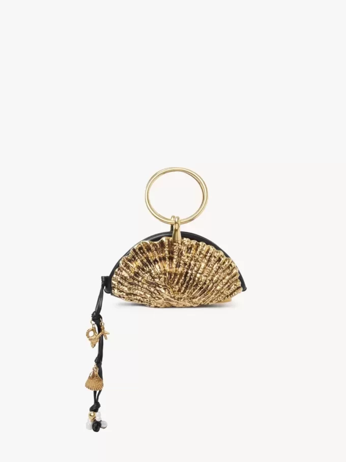Sea Treasures Shell Clutch mit Reißverschluss aus weichem Leder und Metall Sea Treasures Shell Clutch mit Reißverschluss aus weichem Leder und Metall