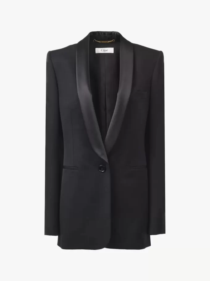 Smokingjacke aus Grain-de-Poudre-Wolle Smokingjacke aus Grain-de-Poudre-Wolle