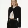 Spencer-Jacke mit Wellenkante aus Samt Spencer-Jacke mit Wellenkante aus Samt