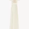 Säulenkleid mit Flügelärmeln aus gewaschenem Seidensatin und Spitze Säulenkleid mit Flügelärmeln aus gewaschenem Seidensatin und Spitze