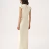 Säulenkleid mit Flügelärmeln aus gewaschenem Seidensatin und Spitze Säulenkleid mit Flügelärmeln aus gewaschenem Seidensatin und Spitze