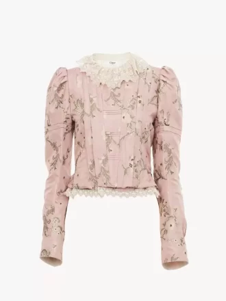 Taillierte Jacke aus Taft-Jacquard und Spitze