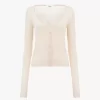 Taillierte Strickjacke mit U-Ausschnitt aus superfeinem Wollstrick Taillierte Strickjacke mit U-Ausschnitt aus superfeinem Wollstrick