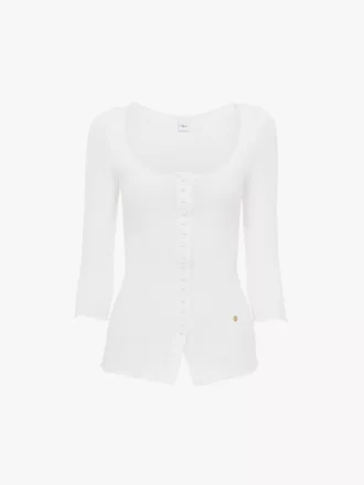 Taillierter Cardigan aus Baumwolle mit U-Ausschnitt Taillierter Cardigan aus Baumwolle mit U-Ausschnitt