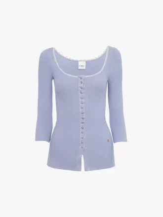 Taillierter Cardigan aus Baumwolle mit U-Ausschnitt