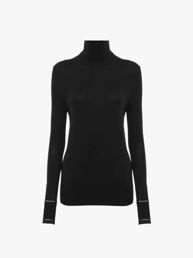 Taillierter Rollkragenpullover aus Wollstrick