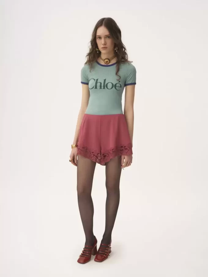 Tailliertes Logo-T-Shirt aus Baumwoll-Mix-Jersey Tailliertes Logo-T-Shirt aus Baumwoll-Mix-Jersey
