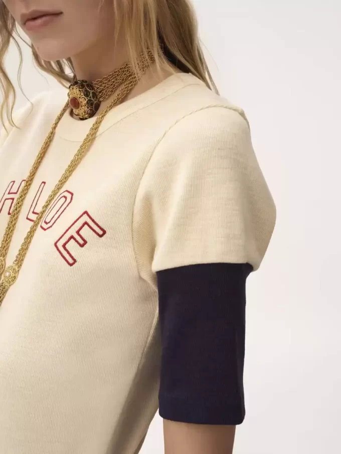 Tailliertes Logo-T-Shirt aus Flamé-Baumwolle Tailliertes Logo-T-Shirt aus Flamé-Baumwolle