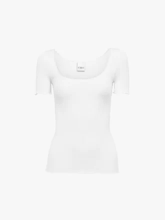 Tailliertes T-Shirt aus Baumwolle mit U-Ausschnitt