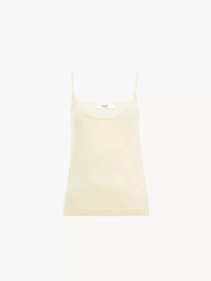 Tanktop mit dünnen Trägern aus superfeinem Wollstrick Tanktop mit dünnen Trägern aus superfeinem Wollstrick