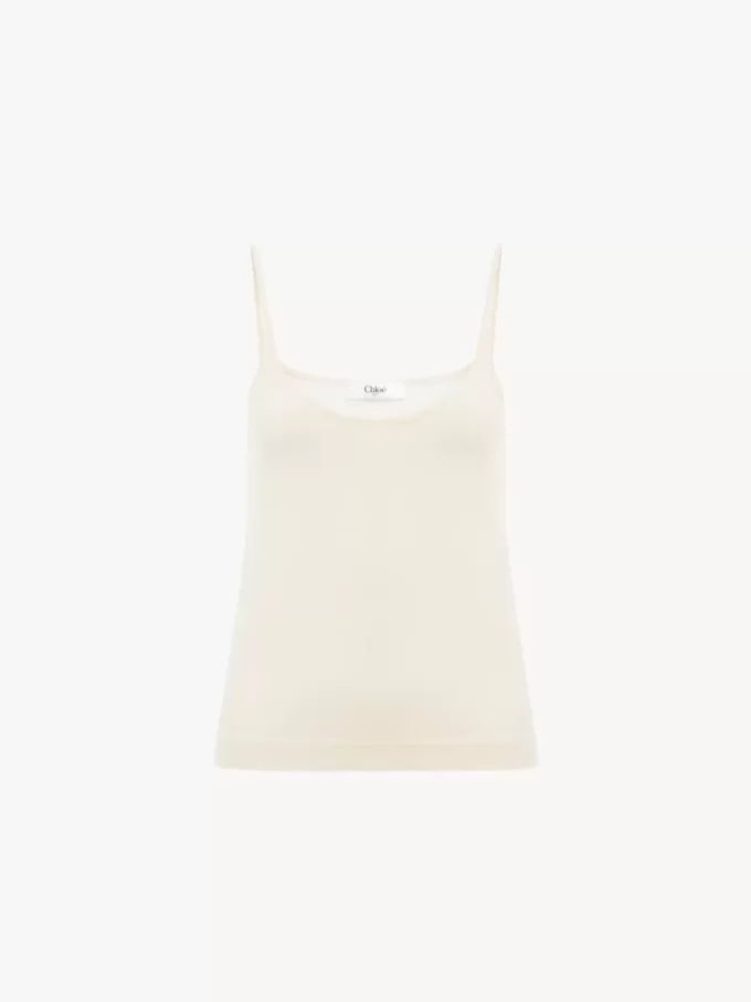 Tanktop mit dünnen Trägern aus superfeinem Wollstrick Tanktop mit dünnen Trägern aus superfeinem Wollstrick