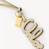 Taschenanhänger mit Logo aus glänzendem Leder Taschenanhänger mit Logo aus glänzendem Leder