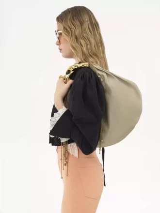 Twisted Shell Hobo-Tasche aus glänzendem Leder