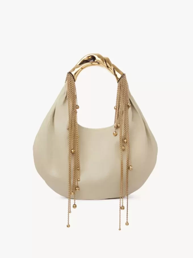 Twisted Shell Hobo-Tasche aus glänzendem Leder Twisted Shell Hobo-Tasche aus glänzendem Leder