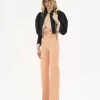 Kurze Jacke mit Puffärmeln aus Seidenfaille