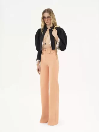 Kurze Jacke mit Puffärmeln aus Seidenfaille