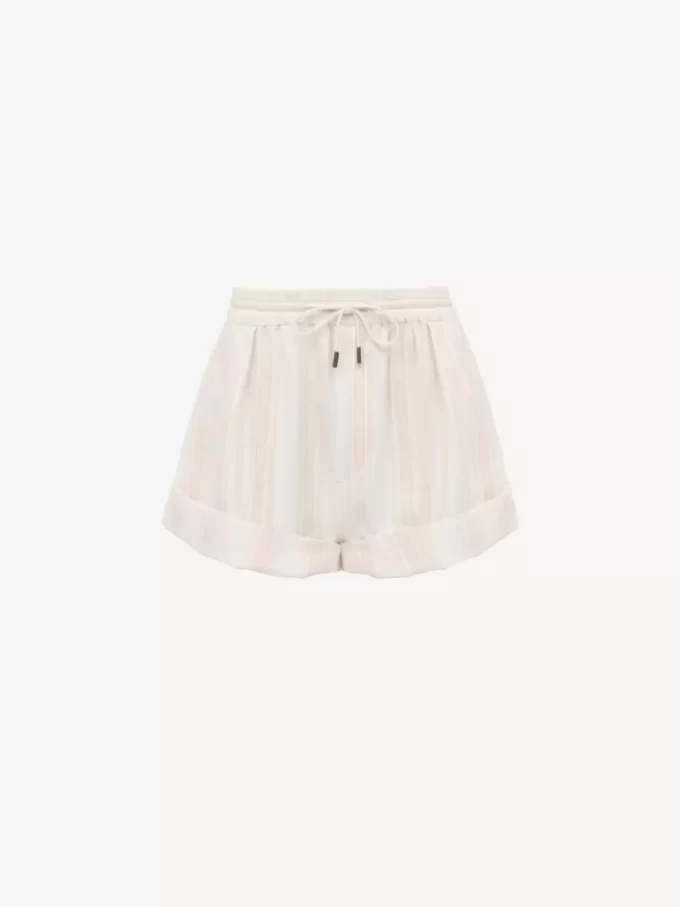 Umschlag-Shorts aus Baumwolle mit Kordelzug Umschlag-Shorts aus Baumwolle mit Kordelzug