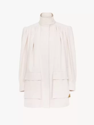 Utility-Jacke mit hohem Kragen aus Baumwoll-Canvas