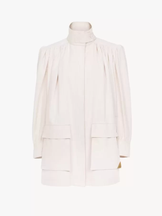 Utility-Jacke mit hohem Kragen aus Baumwoll-Canvas