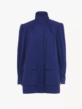 Utility-Jacke mit hohem Kragen aus Baumwoll-Canvas