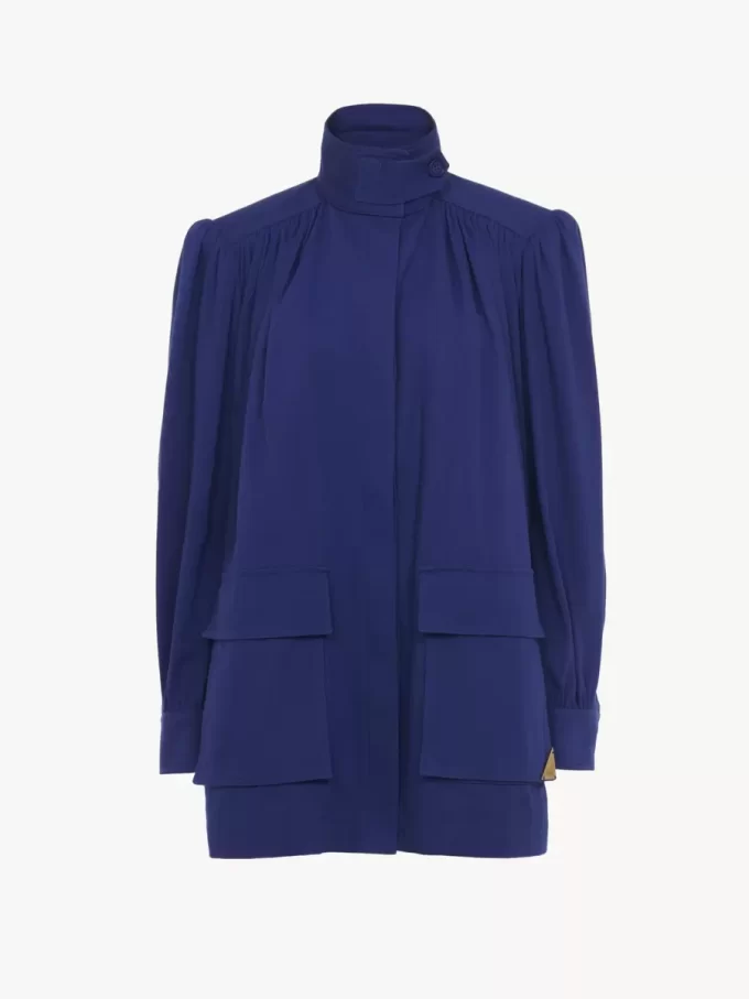 Utility-Jacke mit hohem Kragen aus Baumwoll-Canvas