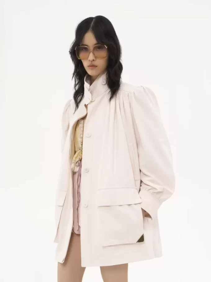 Utility-Jacke mit hohem Kragen aus Baumwoll-Canvas