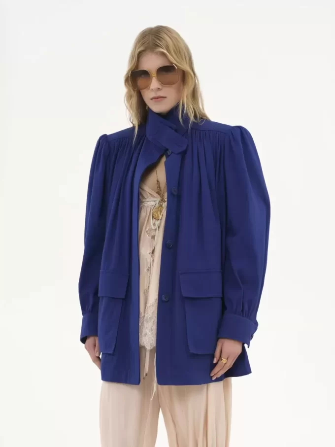 Utility-Jacke mit hohem Kragen aus Baumwoll-Canvas