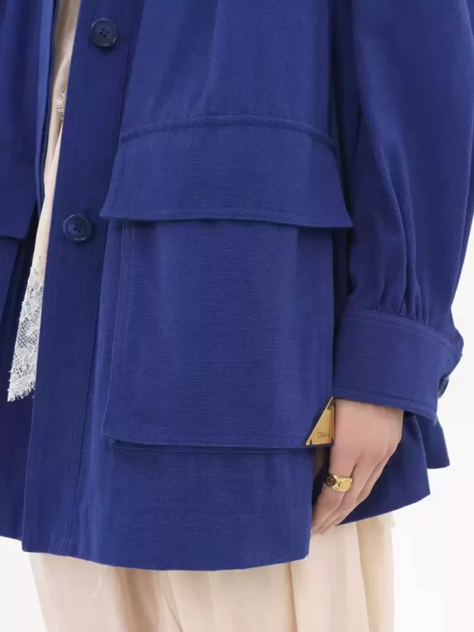 Utility-Jacke mit hohem Kragen aus Baumwoll-Canvas