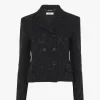 Zweireihige taillierte Jacke aus Jacquard-Wollmischung Zweireihige taillierte Jacke aus Jacquard-Wollmischung
