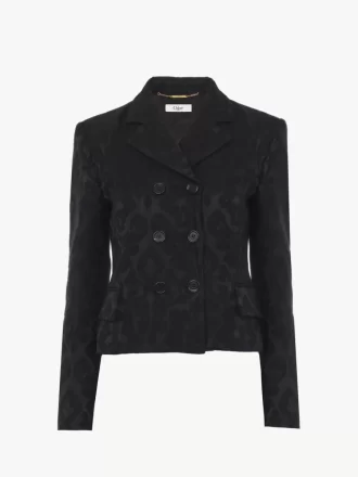Zweireihige taillierte Jacke aus Jacquard-Wollmischung