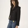 Zweireihige taillierte Jacke aus Jacquard-Wollmischung Zweireihige taillierte Jacke aus Jacquard-Wollmischung